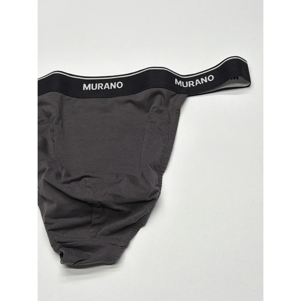 Murano Mens Gray‎ Thong Underwear Comfort Stretch Logo Waistband Size Large